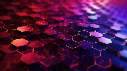 Red Purple Gen Dnc Endering Honeycomb Technology Background. Generative AI - obrazy, fototapety, plakaty