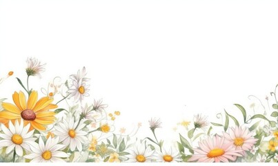  a watercolor painting of a field of daisies and daisies.  generative ai