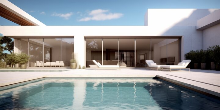 Luxurious Modern Outdoor Pool Design AI Generated Generative AI © AdmireAI