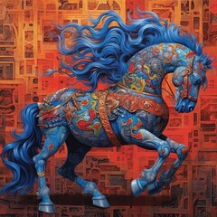 Fototapeta premium Illustration of a animal and abstract art, AI Generated