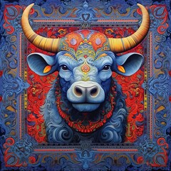 Illustration of a animal and abstract art, AI Generated