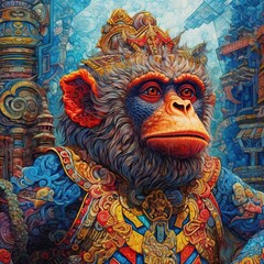 Fototapeta premium Illustration of a animal and abstract art, AI Generated