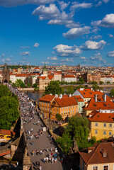 Fototapeta premium Prague historical center beautiful skyline with Charles Bridge and River Vltava