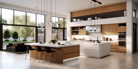 Fototapeta na wymiar Sleek Modern Kitchen Interior Design AI Generated Generative AI