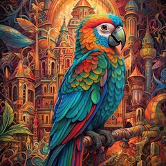 Fototapeta premium Illustration of a animal and abstract art, AI Generated