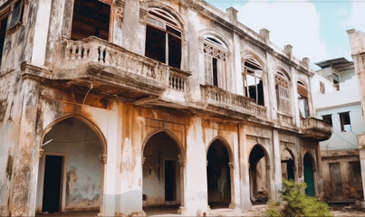 Fototapeta na wymiar Historical town of Zanzibar, street view, Generated by Ai