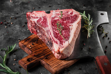 T-Bone steak marble, raw meat steak beef with rosemary