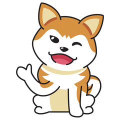 Cartoon happy akita inu dog for design.