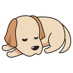 Cartoon sleeping labrador retriever dog for design.