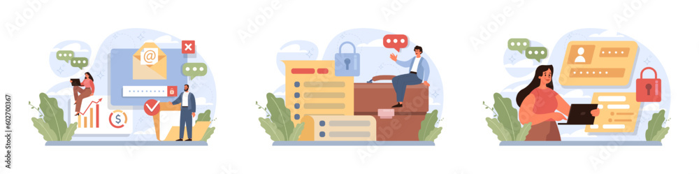 Canvas Prints personal data security set. information privacy and confidentiality