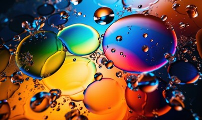  a group of colorful bubbles floating on top of a table.  generative ai