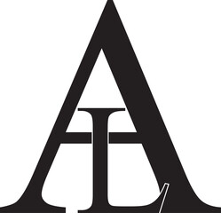 the small A and L logos are black on a white background