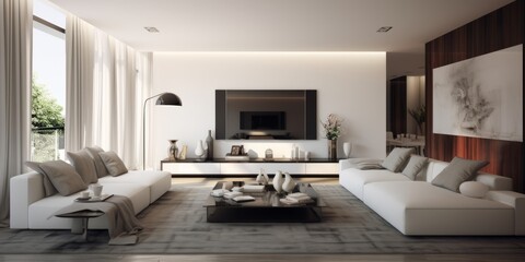 Contemporary Stylish Living Room Design AI Generated Generative AI