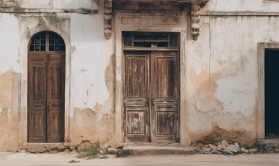 Fototapeta na wymiar Zanzibar street and old buildings. Generated by AI