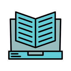 Student Studying on Laptop Icon Design