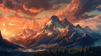 Fototapeten Mountains in Washington, illustration, details. landscape image generated with ai. America. USA. © Enrique