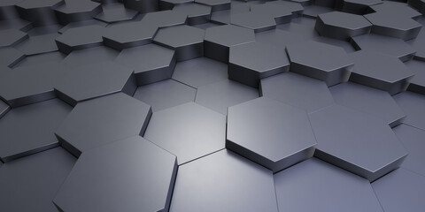 3D Render of Abstract Background with Hexagons