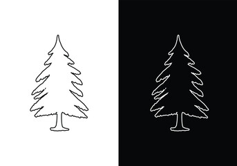 Tree logo line art vector illustration design, minimalist tree logo design.