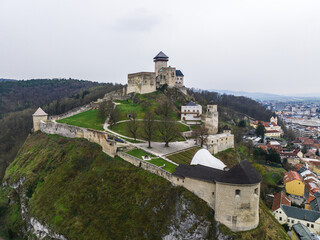 Fototapeta na wymiar Aerial view of the castle in the city of Trencin in Slovakia