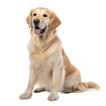 golden retriever isolated on white background transparent background, generative AI