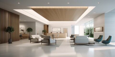 Fototapeta na wymiar Elegant Modern Lobby Interior Design AI Generated Generative AI