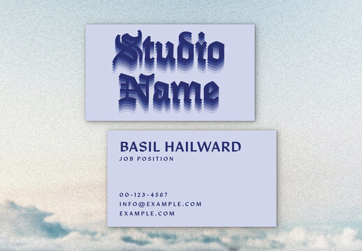 Blue Business Card Layout with Text Effect