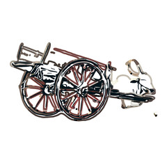 Fototapeta premium wheelbarrow color sketch with transparent background
