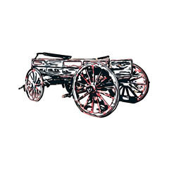 Fototapeta premium wheelbarrow color sketch with transparent background