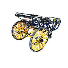 wheelbarrow color sketch with transparent background