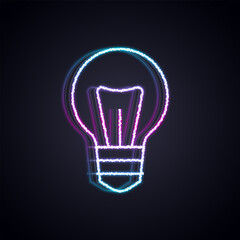 Glowing neon line Light bulb with concept of idea icon isolated on black background. Energy and idea symbol. Inspiration concept. Vector