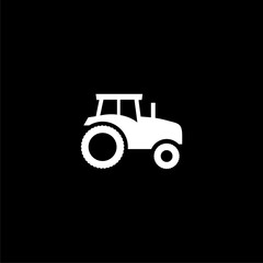 Tractor icon simple sign isolated on black background