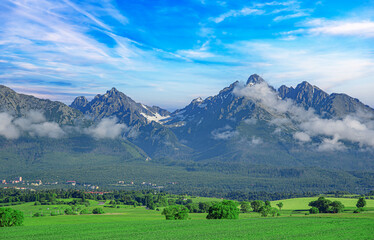 Fototapeta na wymiar High Tatras in Slovak Republic. Rocky Mountains in High Tatras. Europe.