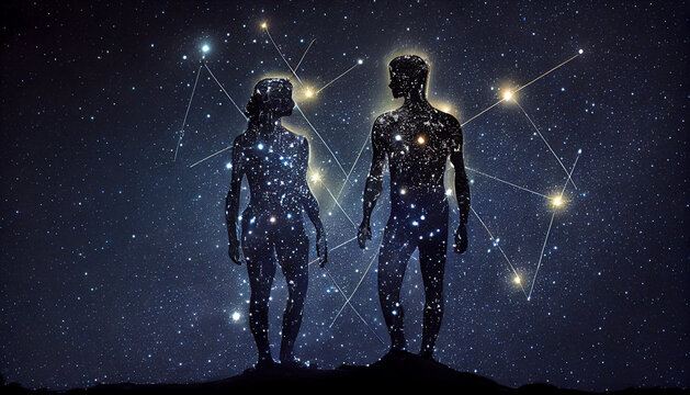 Gemini constellations, zodiac constellation, astrology, astronomy. AI generative content