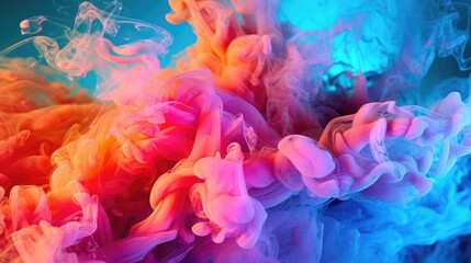 Fototapeta na wymiar Colorful rainbow paint drops mixing in water. Generative AI