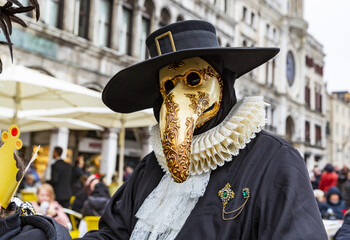 Plague doctor mask, typical mask of the Venetian carnival
