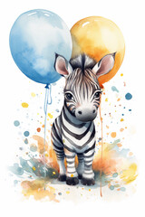 Fototapeta na wymiar Baby zebra Party Cute Animal Birthday Celebration Ai Generative