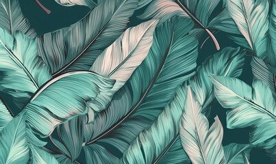  a bunch of green and white leaves on a green background.  generative ai
