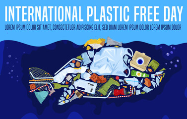 International plastic free day. Editable vector illustration.