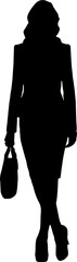silhouette of a business girl with a bag