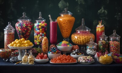 Fototapeta na wymiar a table topped with lots of different types of candies. generative ai