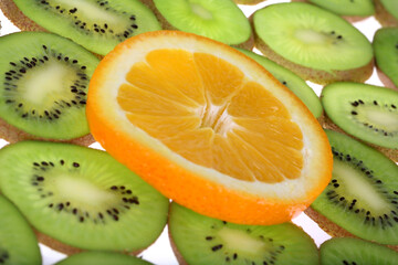 Fototapeta premium Background oranges and kiwi