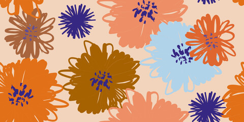 Seamless pattern beautiful abstract flowers vector
