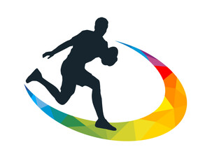 Rugby sport graphic for use as a template for flyer or for use in web design.