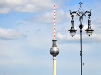 lantern with Berlin television tower in background