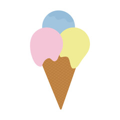 Colorful ice cream cone cartoon style