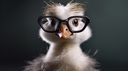 Specs and Feathers: A Quirky Duck with Glasses Steals the Spotlight. Generative AI