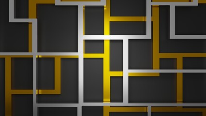 Background black yellow and white lines structure grid minimal 3d decoration illustration wall