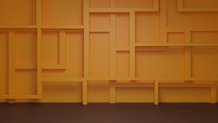 Yellow 3d structure wall background concept minimalist decoration style
