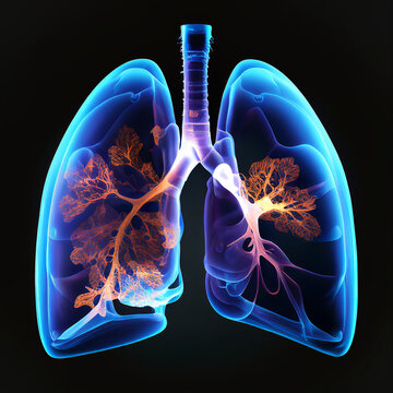 Ilustração de um pulmão humano respirando