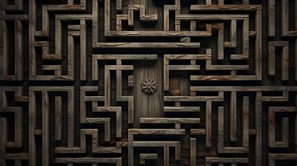 Dark fantasy maze brick labyrinth aerial perspective top. Generative ai